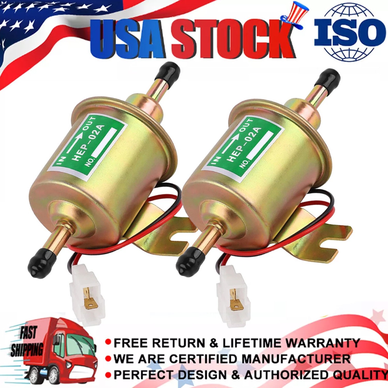 2 Packs HEP-02A 12V Electric Fuel Pump Universal Inline Low Pressure Gas Diesel 2 Packs HEP-02A 12V Electric Fuel Pump Universal Inline Low Pressure Gas Diesel