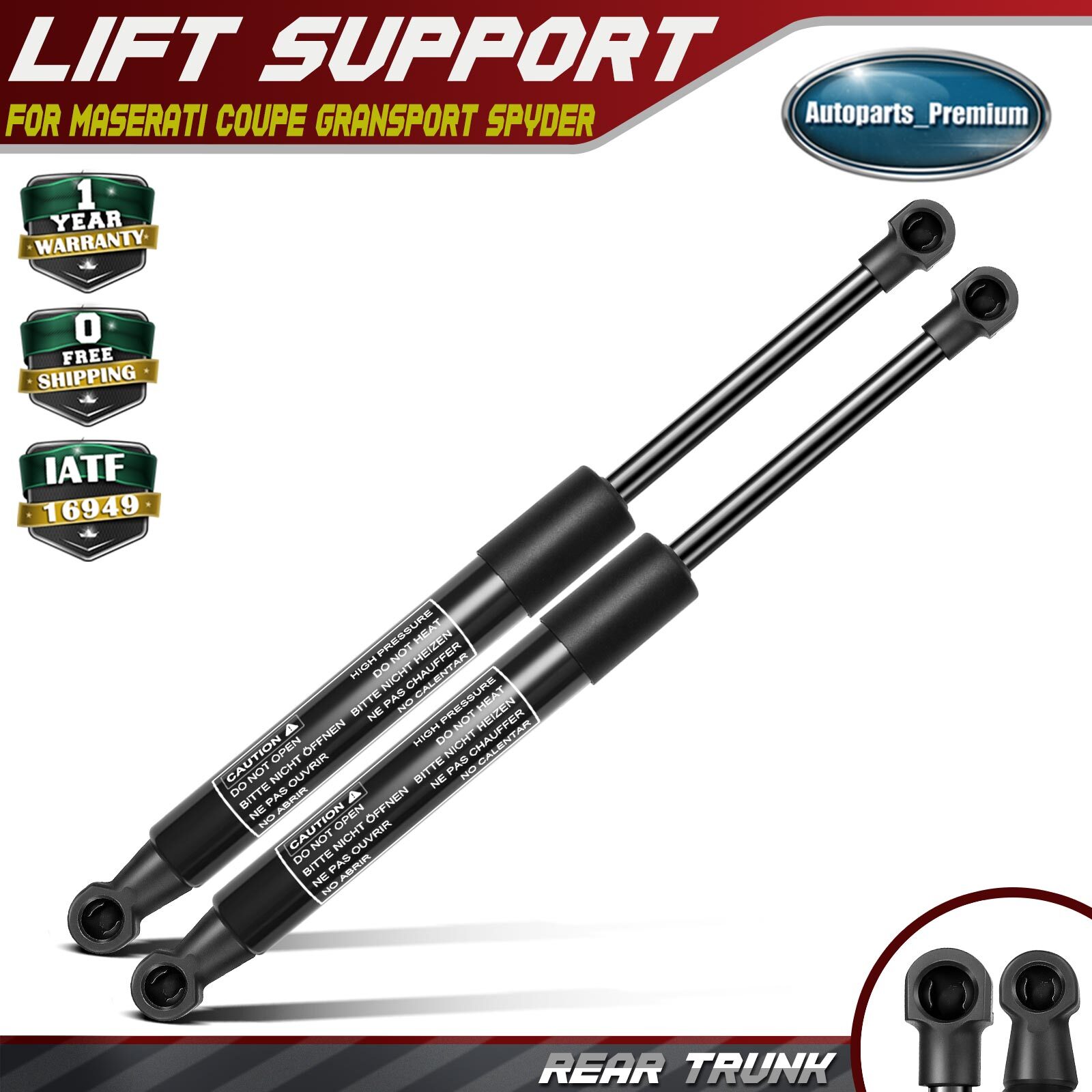 2pcs Rear Trunk Lift Supports Shocks Struts for Maserati Coupe GranSport Spyder 2pcs Rear Trunk Lift Supports Shocks Struts for Maserati Coupe GranSport Spyder