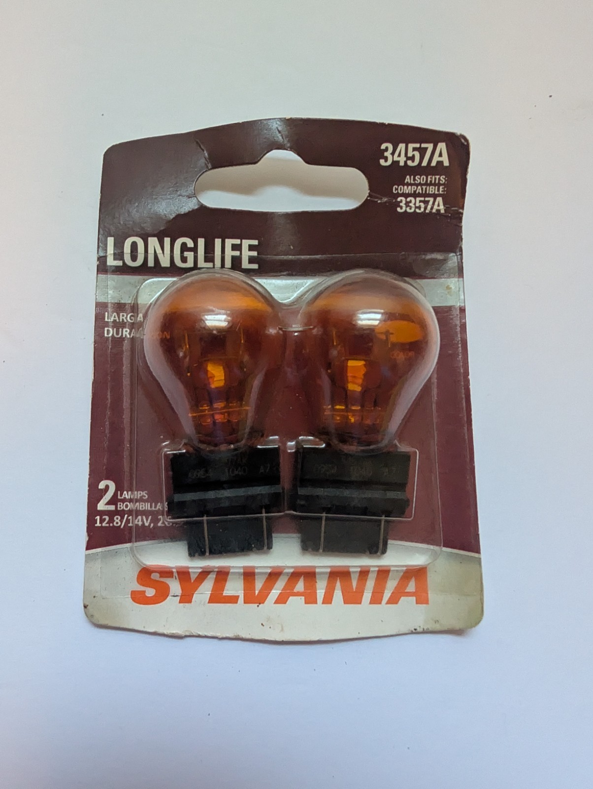 SYLVANIA 3457A LONGLIFE BULB QTY 2 DRL TURN SIGNAL SIDE MARKER AMBER SYLVANIA 3457A LONGLIFE BULB QTY 2 DRL TURN SIGNAL SIDE MARKER AMBER