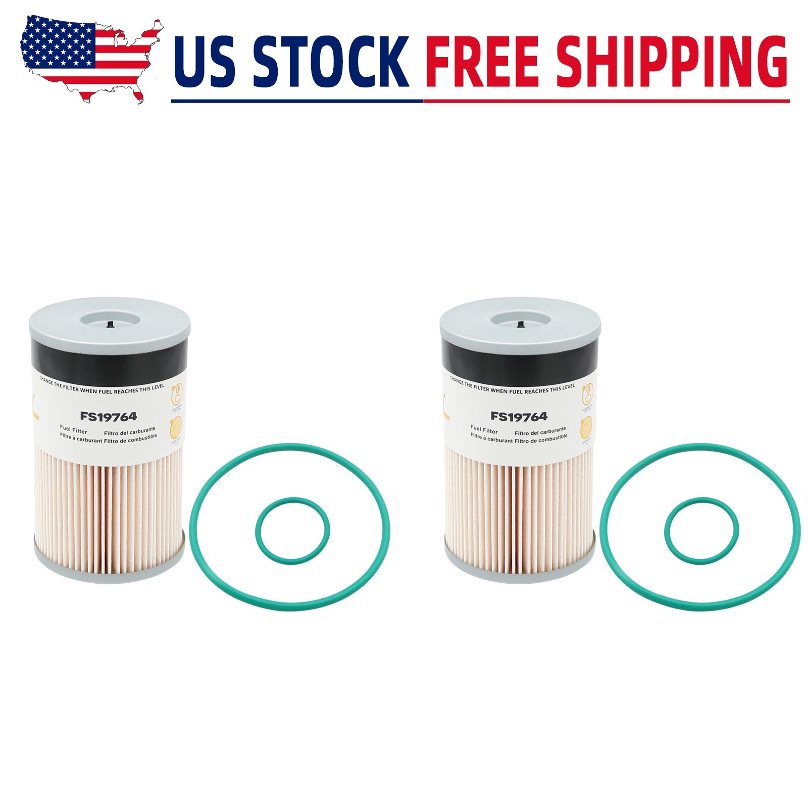 2 PCS FS19764 Fuel Water Separator, for X12, X15, ISX12, ISX15 Engine