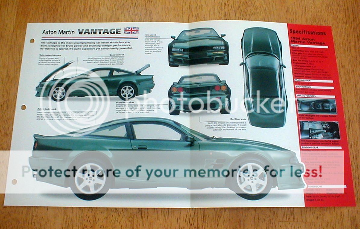 1994 ASTON MARTIN VANTAGE COUPE UNIQUE IMP BROCHURE