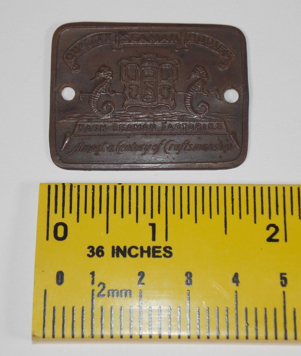 Rare Nash Seaman Factories Quality Bodies Emblem Automotive Car Tag Badge Plaque Rare Nash Seaman Factories Quality Bodies Emblem Automotive Car Tag Badge Plaque