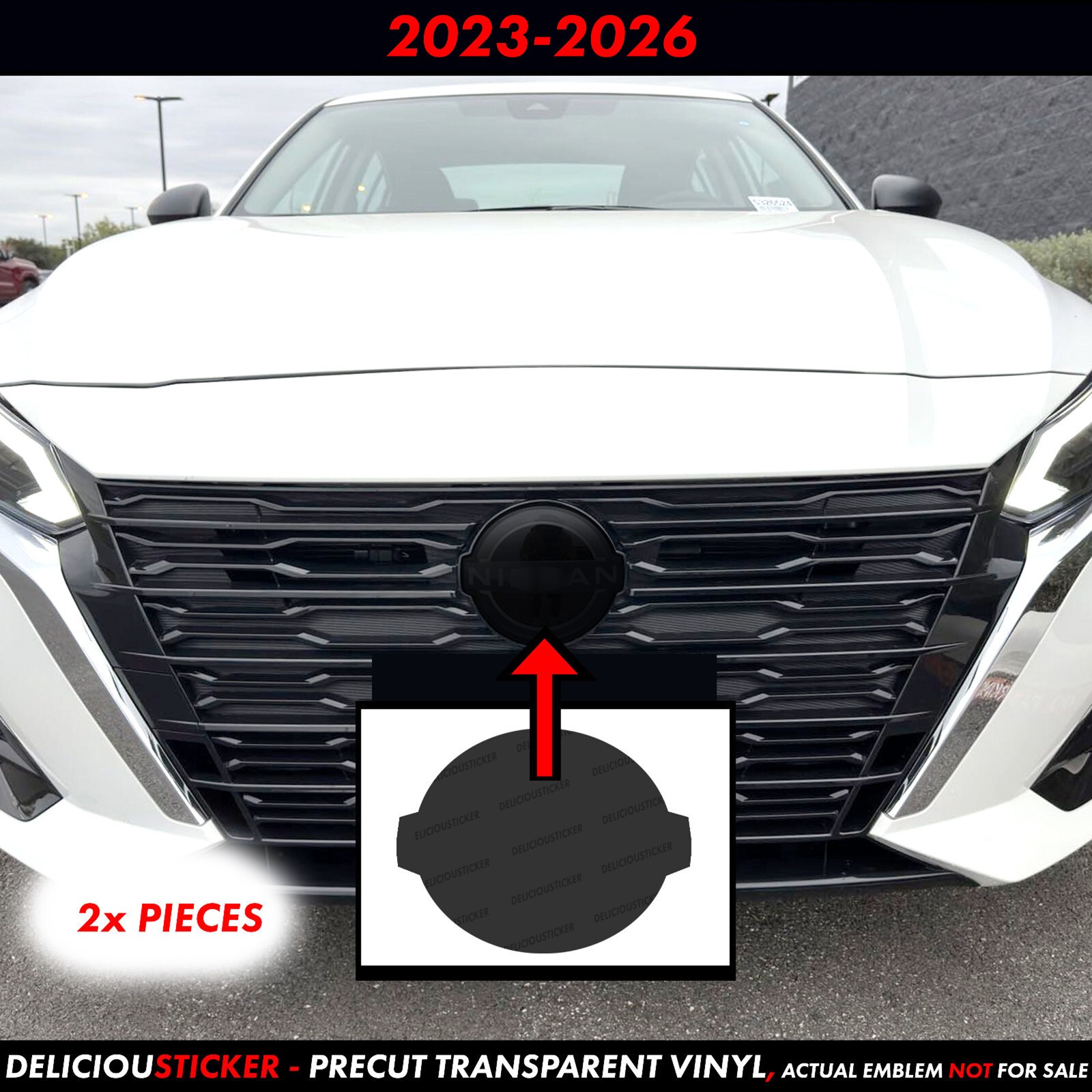 For 2023-2026 Nissan Altima Smoke Tint Overlay Front Emblem Decal Vinyl Ppf