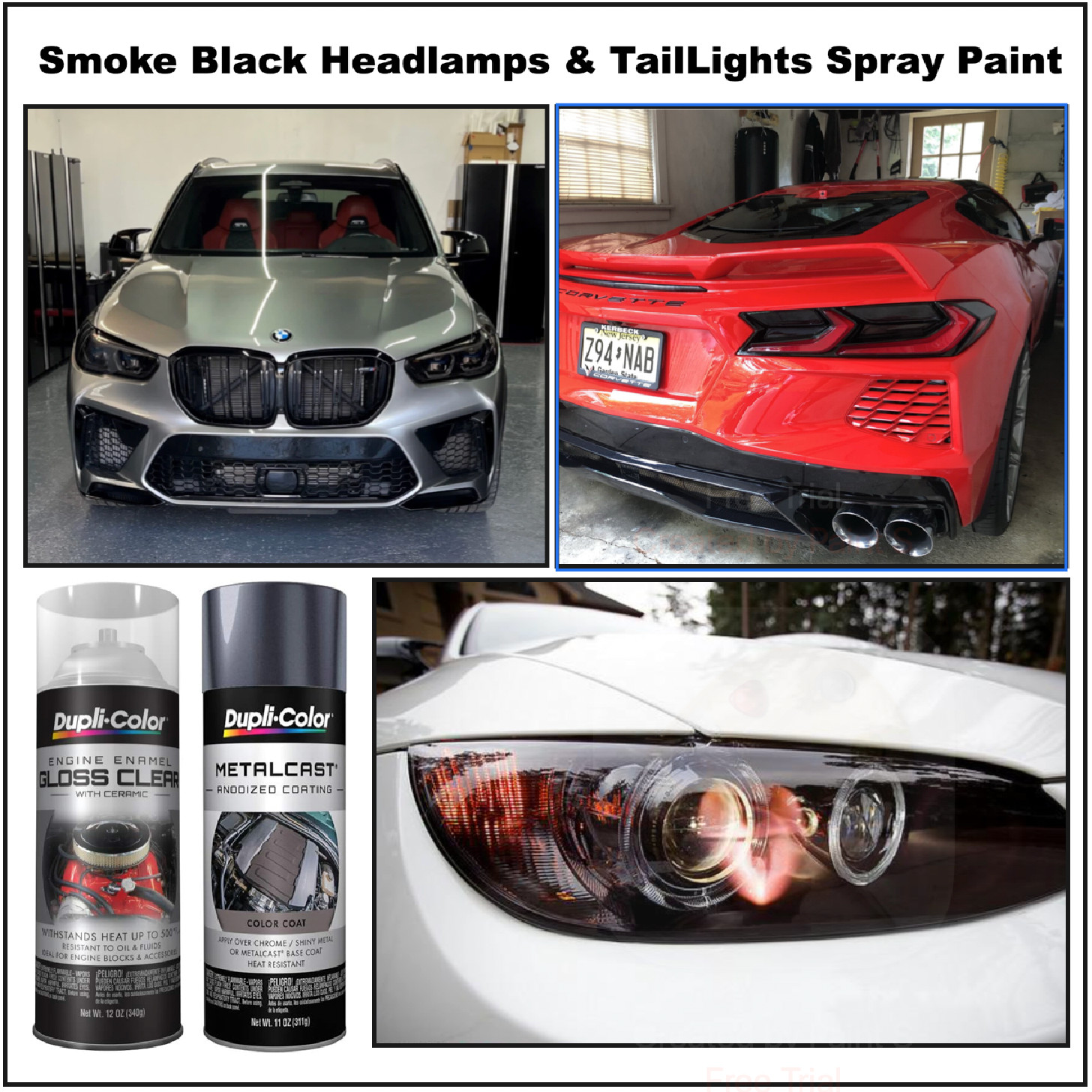 Smoke Black TailLights Headlamps Spray Paint Translucent Coating -No Import Fees