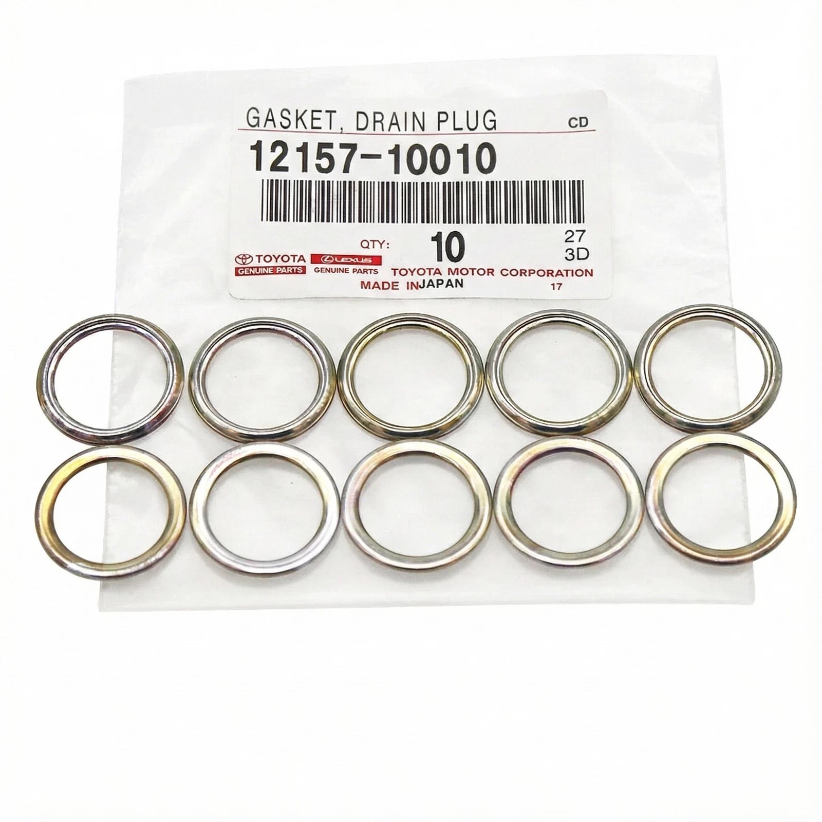 Genuine Toyota Lexus OEM Differential Oil Drain Plug Gasket 12157-10010 (10 PCS) Genuine Toyota Lexus OEM Differential Oil Drain Plug Gasket 12157-10010 (10 PCS)
