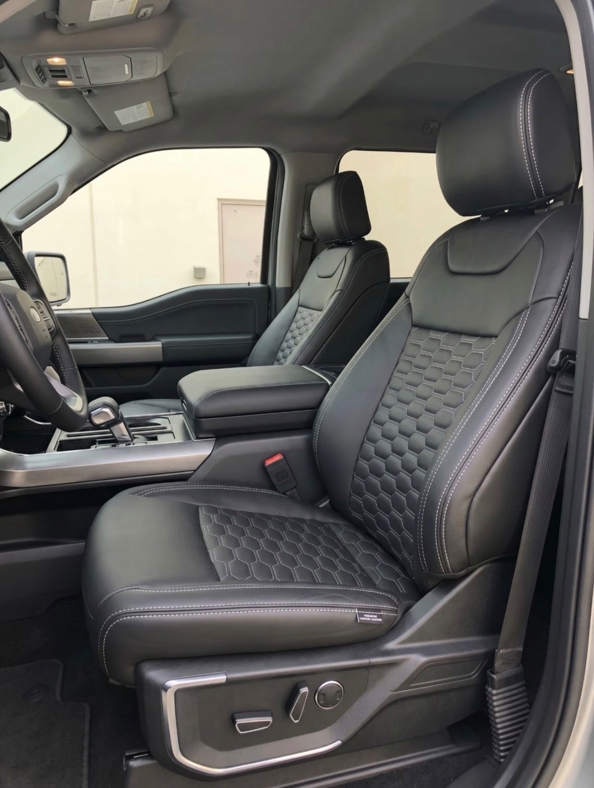 2009-2014 Ford F-150 Black & White Leather Seat Covers Upgrade