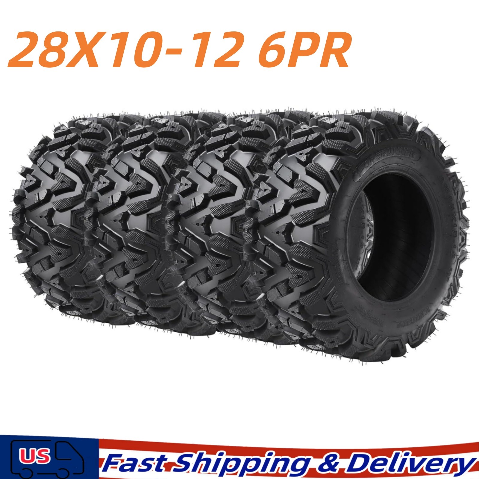 4pcs 28x10-12 ATV/UTV Tires 28x10x12 All-Terrain External Tires 6PR TL