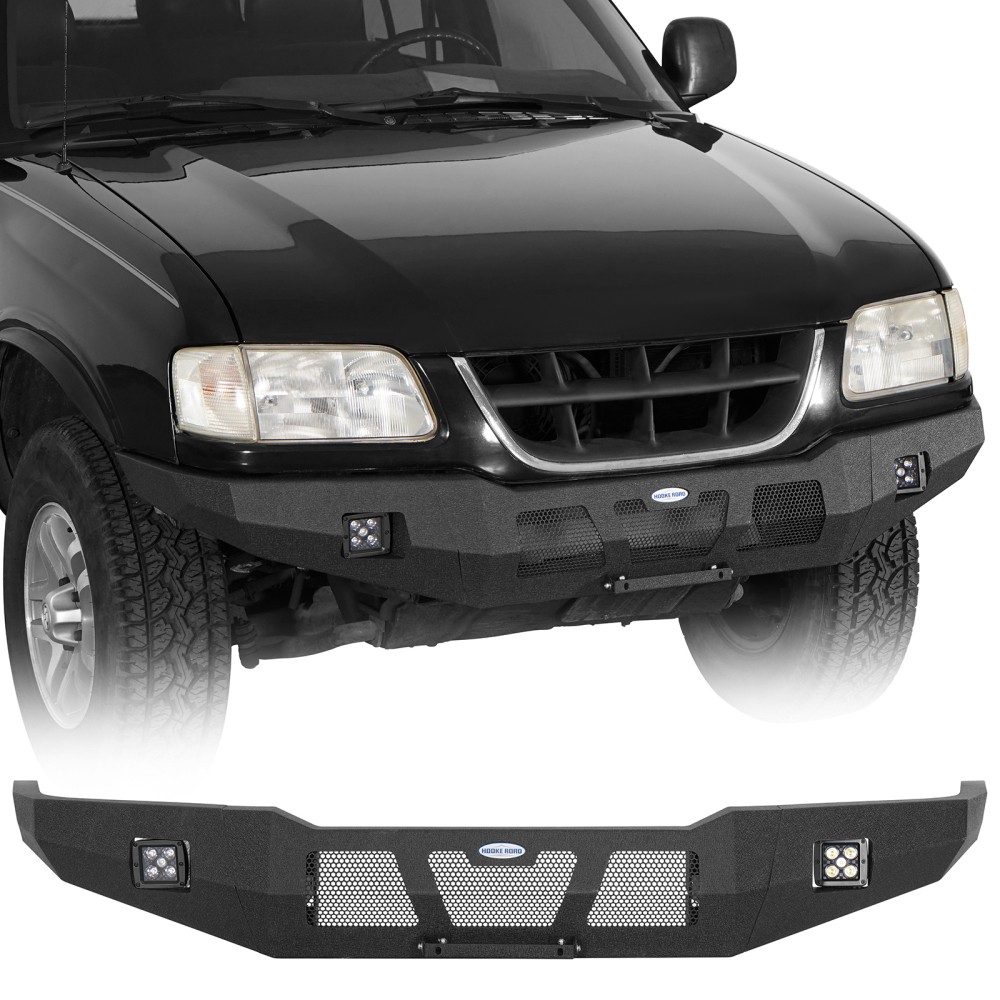 Front Bumper w/ LED Lights & License Plate Mount Fit Chevy S10 Blazer 1995-2004