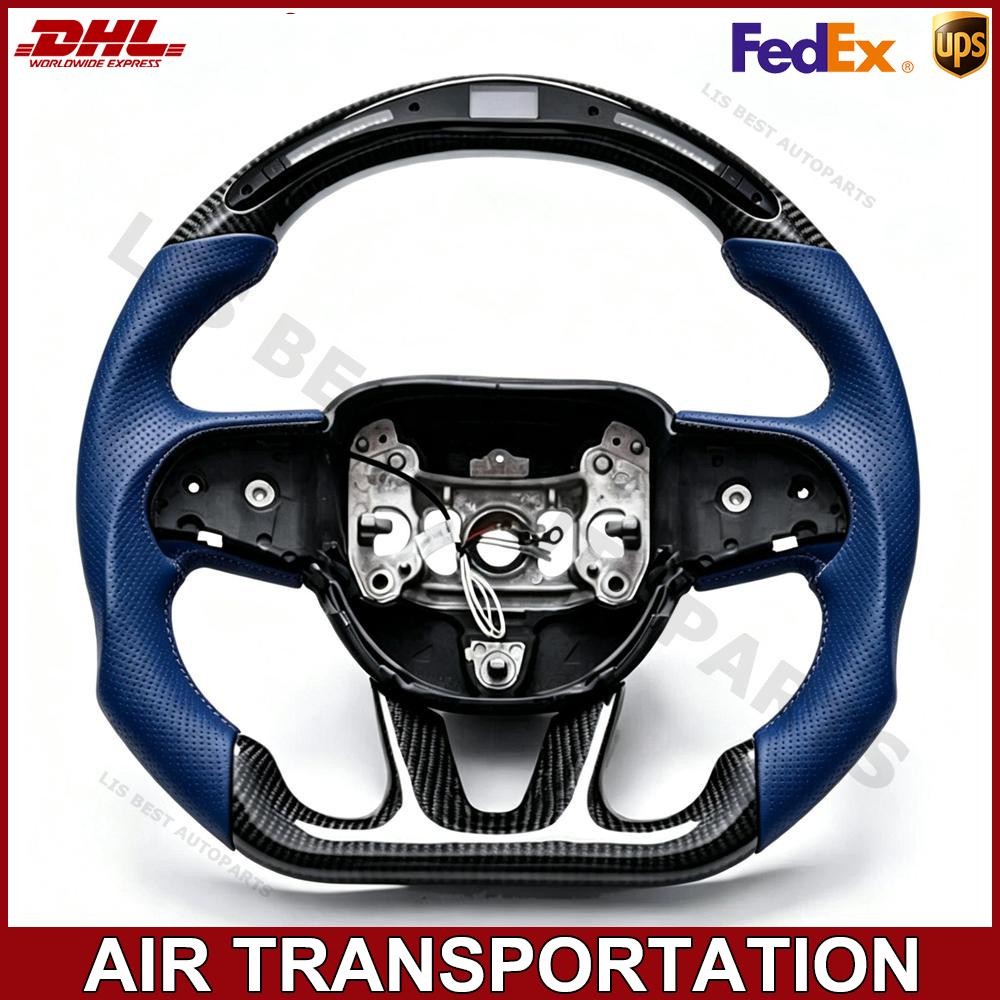 LED Carbon Fiber Dark Blue Steering Wheel For Dodge Charger Durango SRT 2015-23