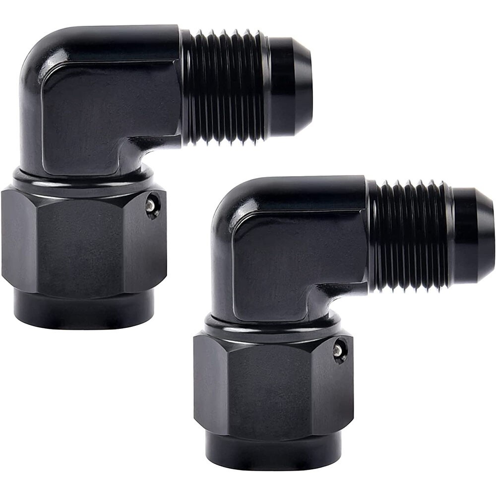 2PC 6AN Female to 6AN Male Flare Swivel 90 Degree Hose Fitting Adapter Aluminium 2PC 6AN Female to 6AN Male Flare Swivel 90 Degree Hose Fitting Adapter Aluminium