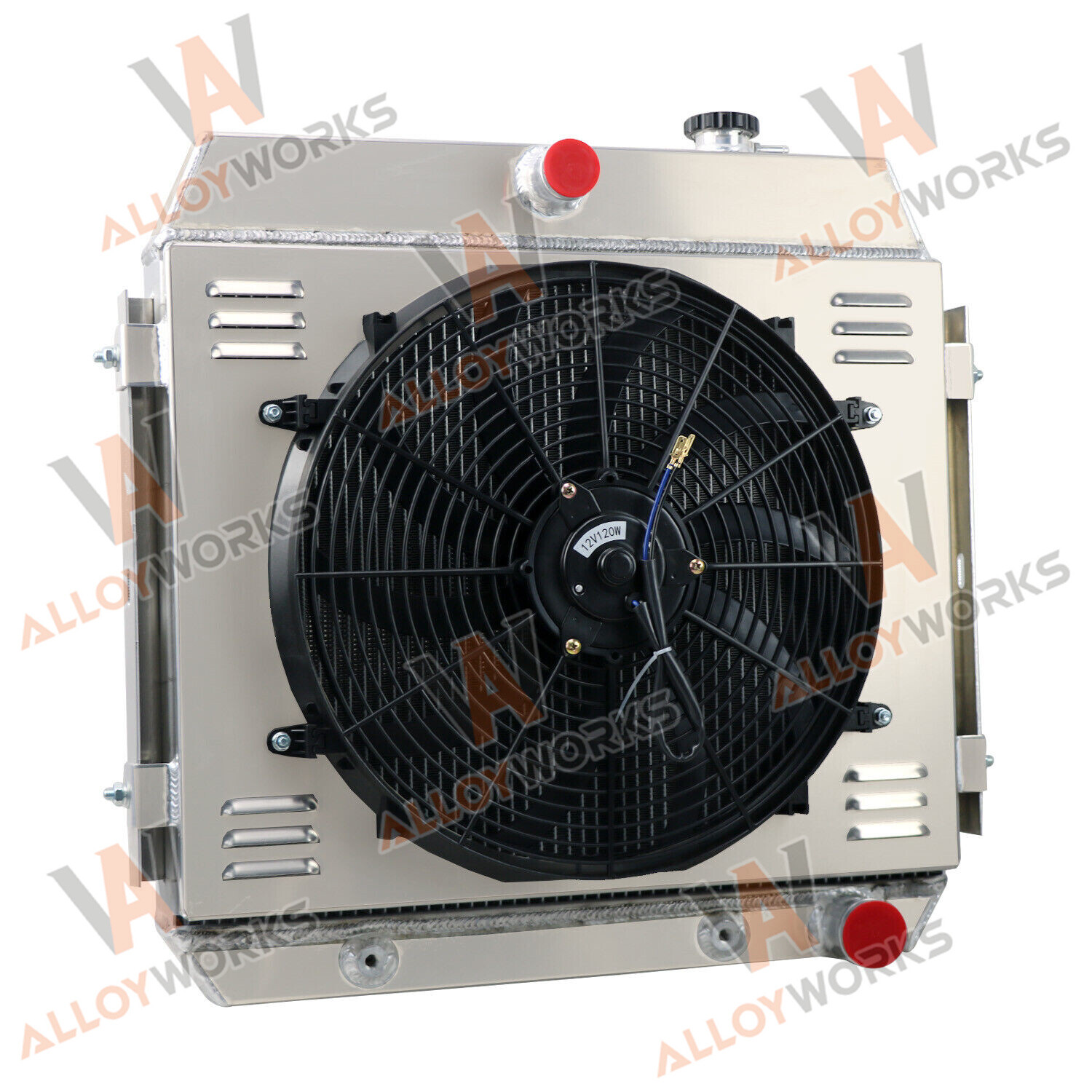 4 Row Aluminum Radiator Shroud Fan Relay For 1955-1957Chevy Bel Air Nomad AT MT.
