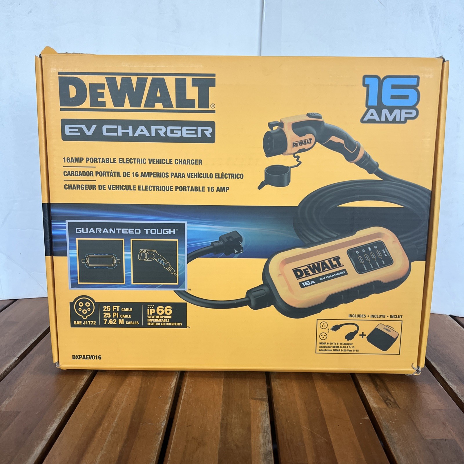 DEWALT Portable Electric Vehicle Level 2 EV Charger up to 16 Amps 120-240V DEWALT Portable Electric Vehicle Level 2 EV Charger up to 16 Amps 120-240V
