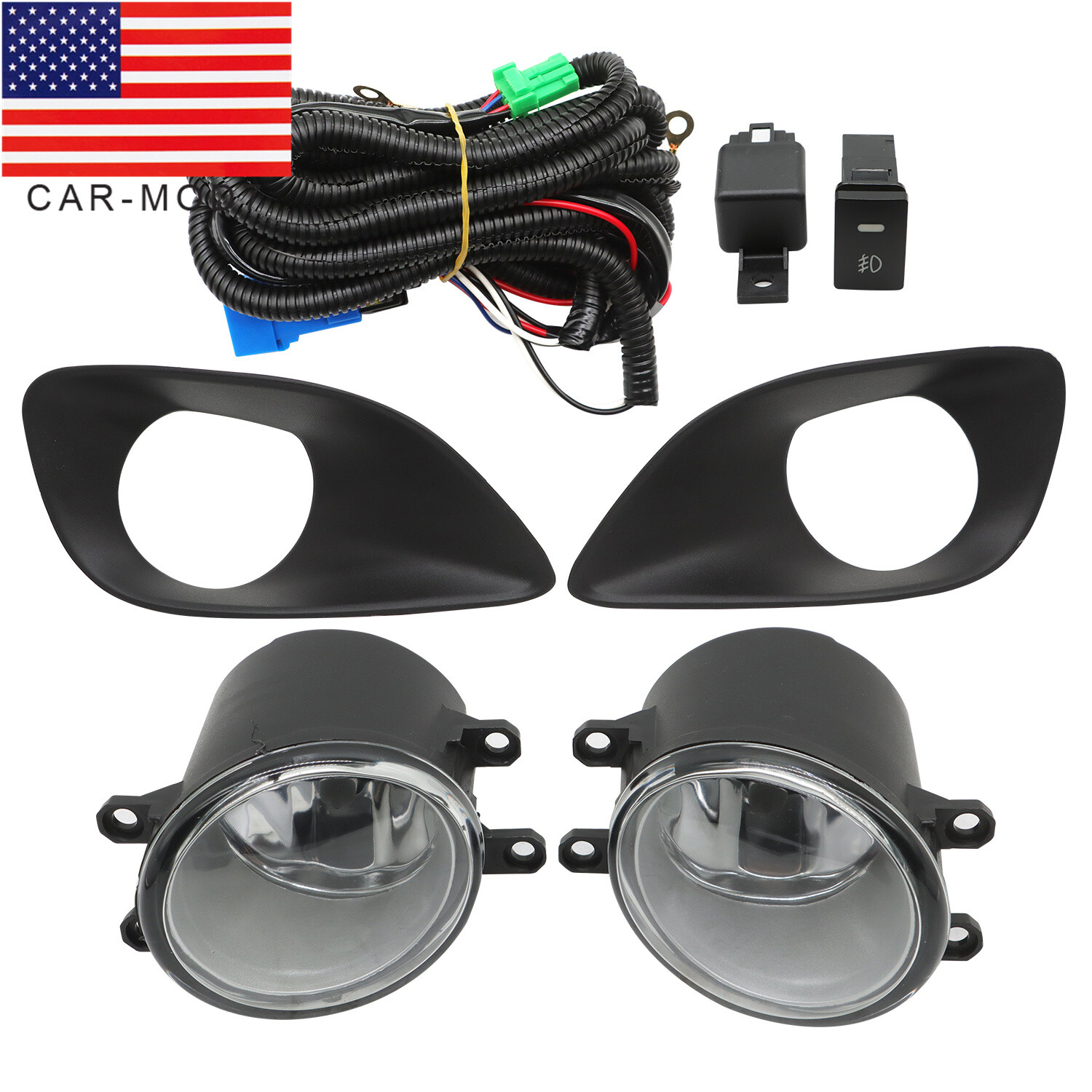 Pair Clear Glass Lens Fog Lights For 2007-2012 Toyota Yaris Sedan Switch Wirings