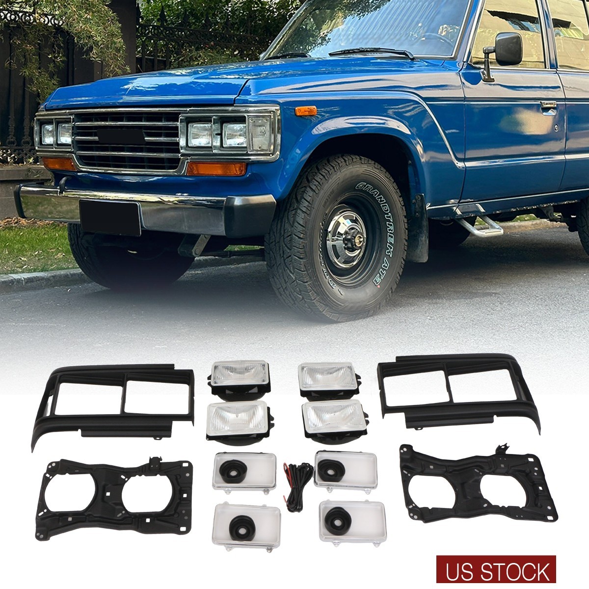 For Toyota Land Cruiser 1981-1987 LC60 FJ60 Black lamp frame & bracket
