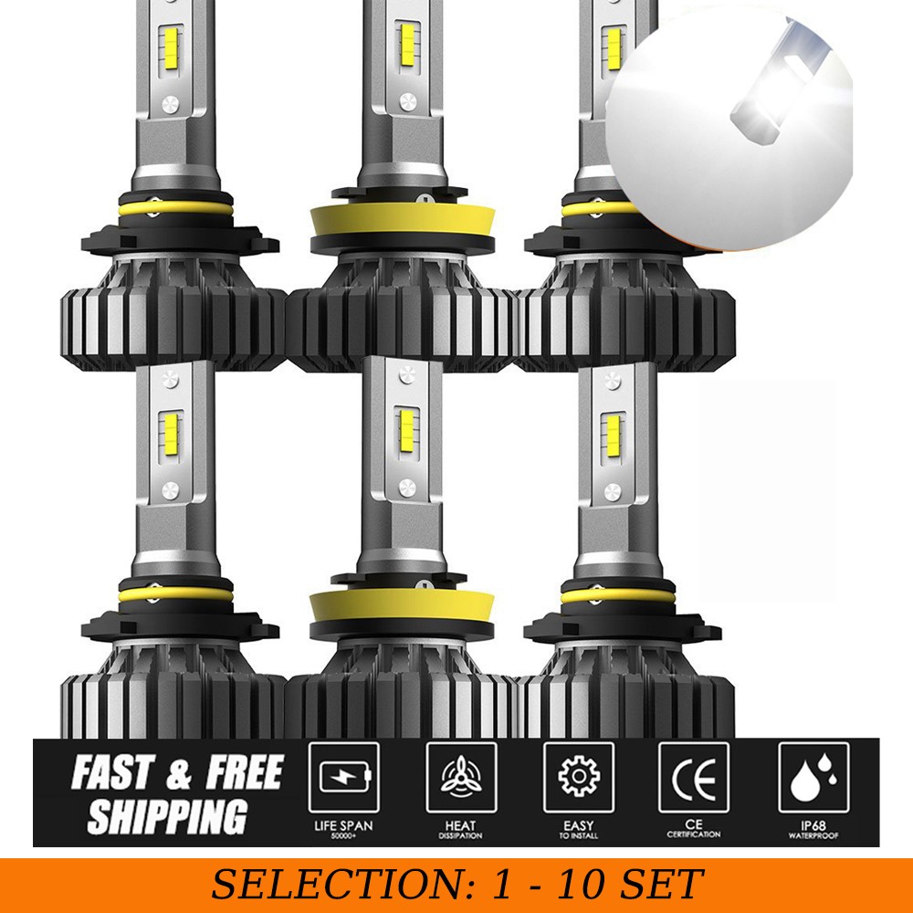 6-60 9006 9005 H11 HB3 LED Headlight Bulb Combo High Low Beam 6500K White Kit B3