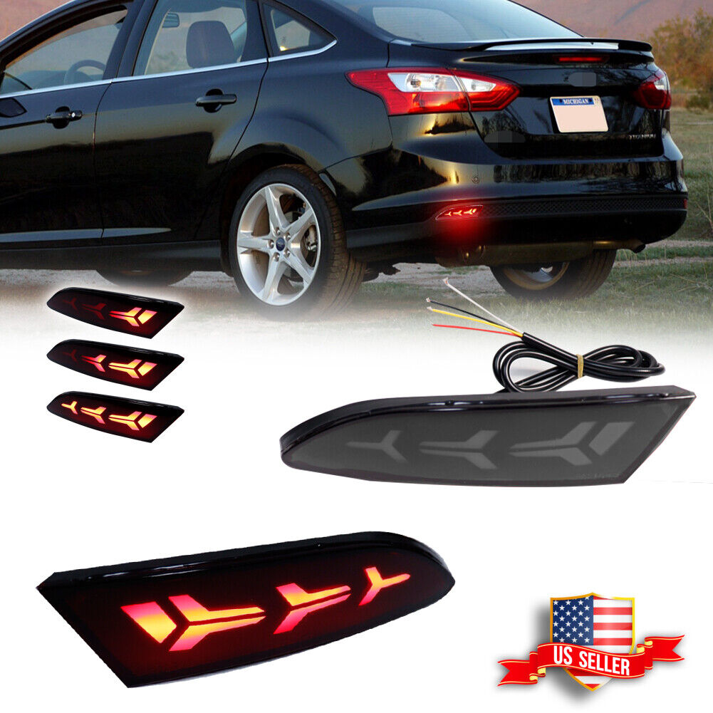 For 2012-2014 Ford Focus Smoked Rear Reflector Tail LED Sequential Signal lights