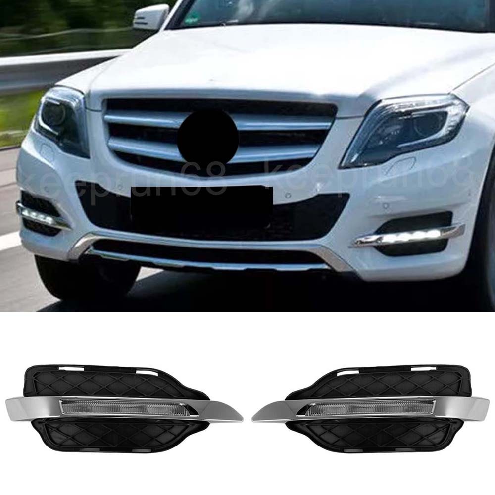 1 Pair LED DRL Daytime Running Lights Fog Lamps For Benz GLK250 GLK350 2013-2016