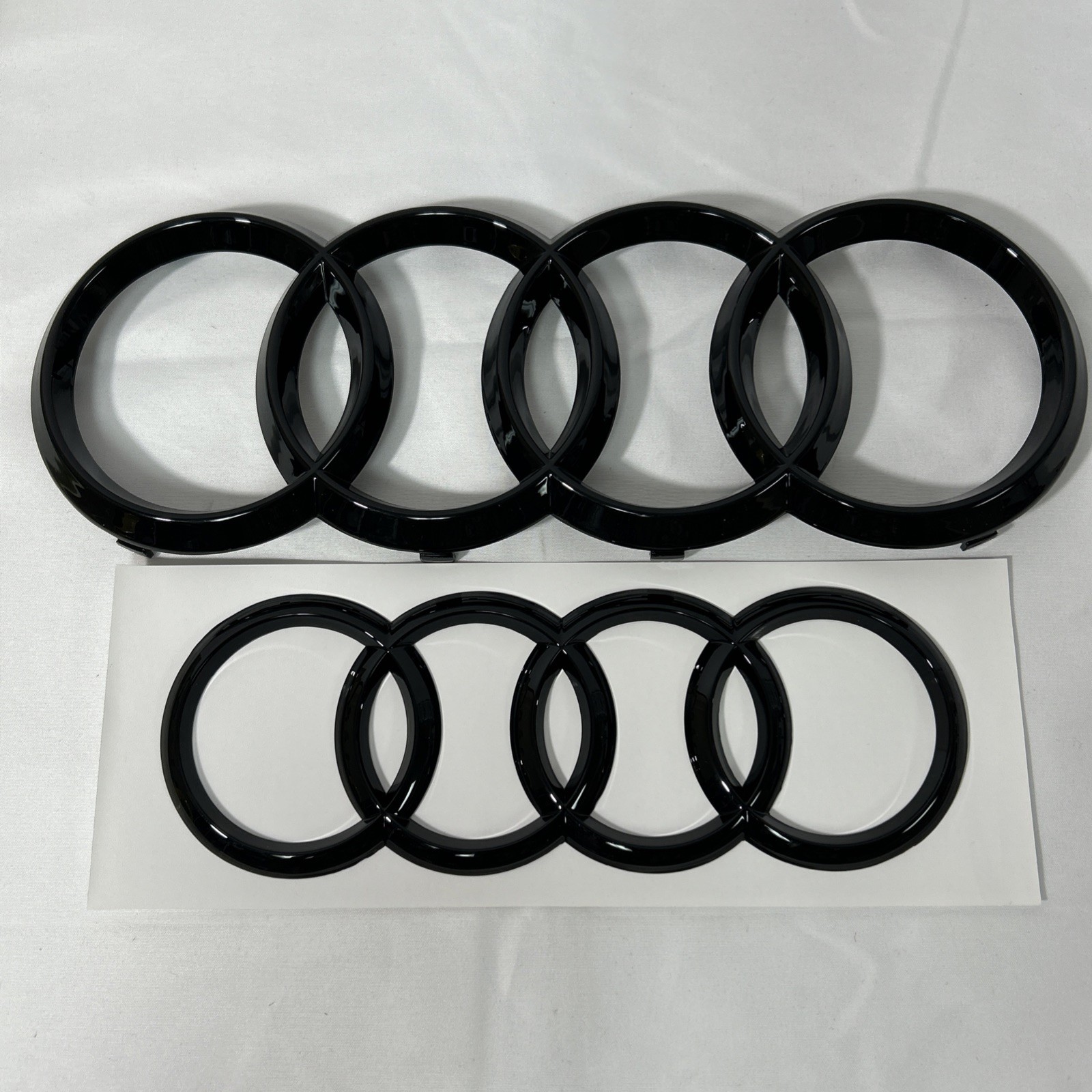 2pc Audi Q7/SQ7 Front Grille 315mm & Rear 230mm Emblem Rings Gloss Black