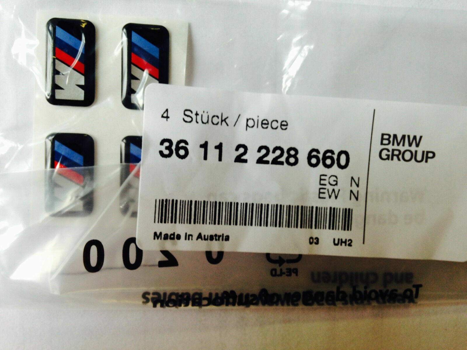 Genuine BMW M Wheels Emblem Badge Adhesive Stickers set of 4