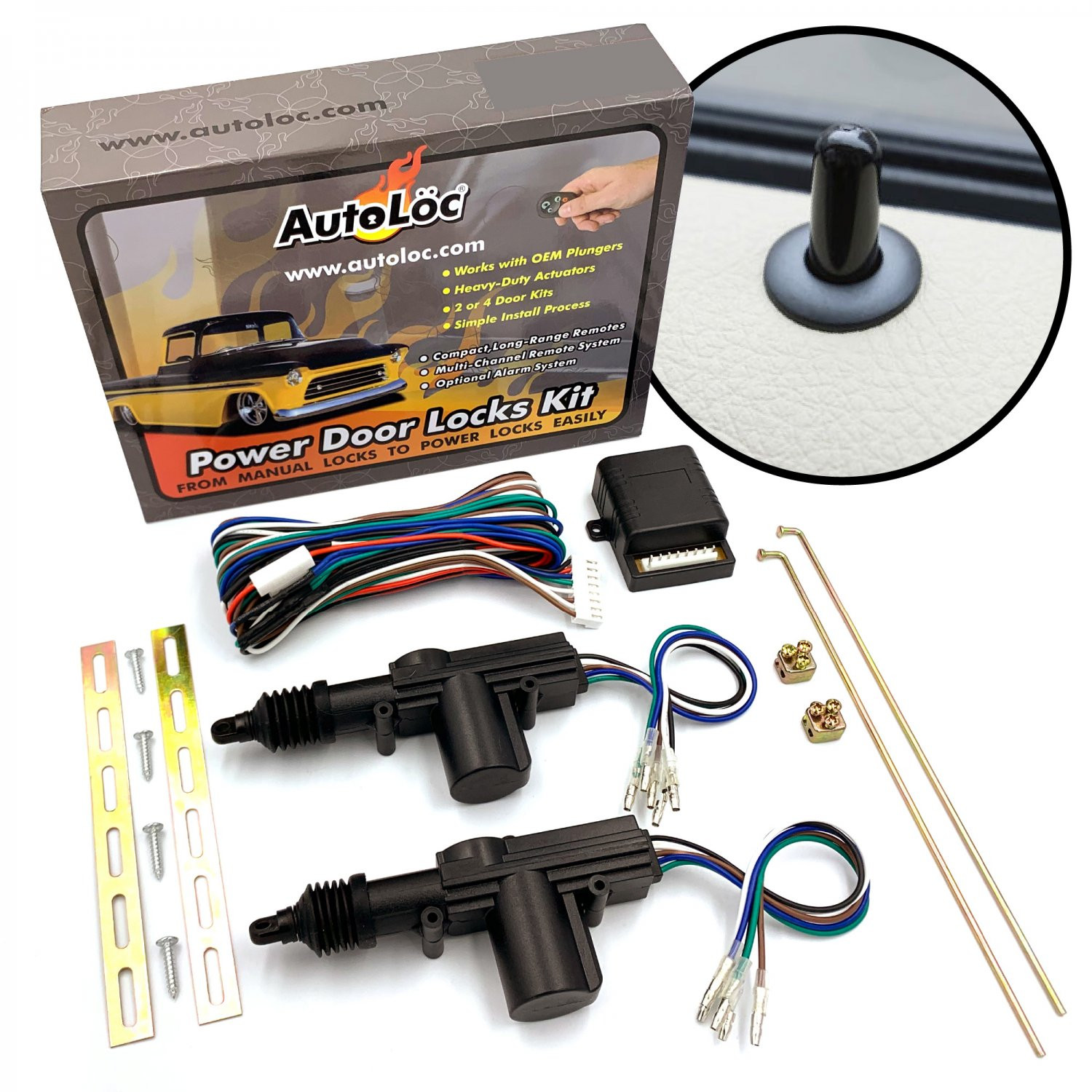 2 Door Universal Car Central Locking Power Lock Kit w/ 12V 5-Wire 8Lb Actuators