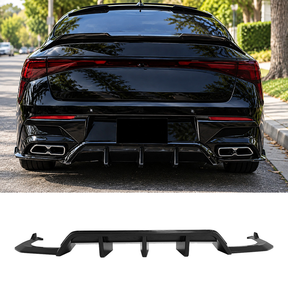For 2025-2027 KIA K5 GT-Line Rear Diffuser W/ Side Splitters Set Glossy Black