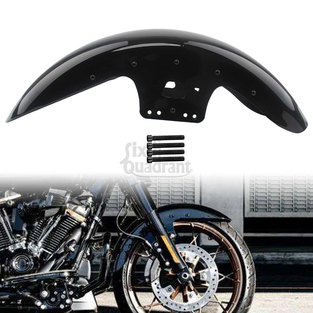 Vivid Black Short Front Fender Fit For Harley Touring Electra Glide Road King