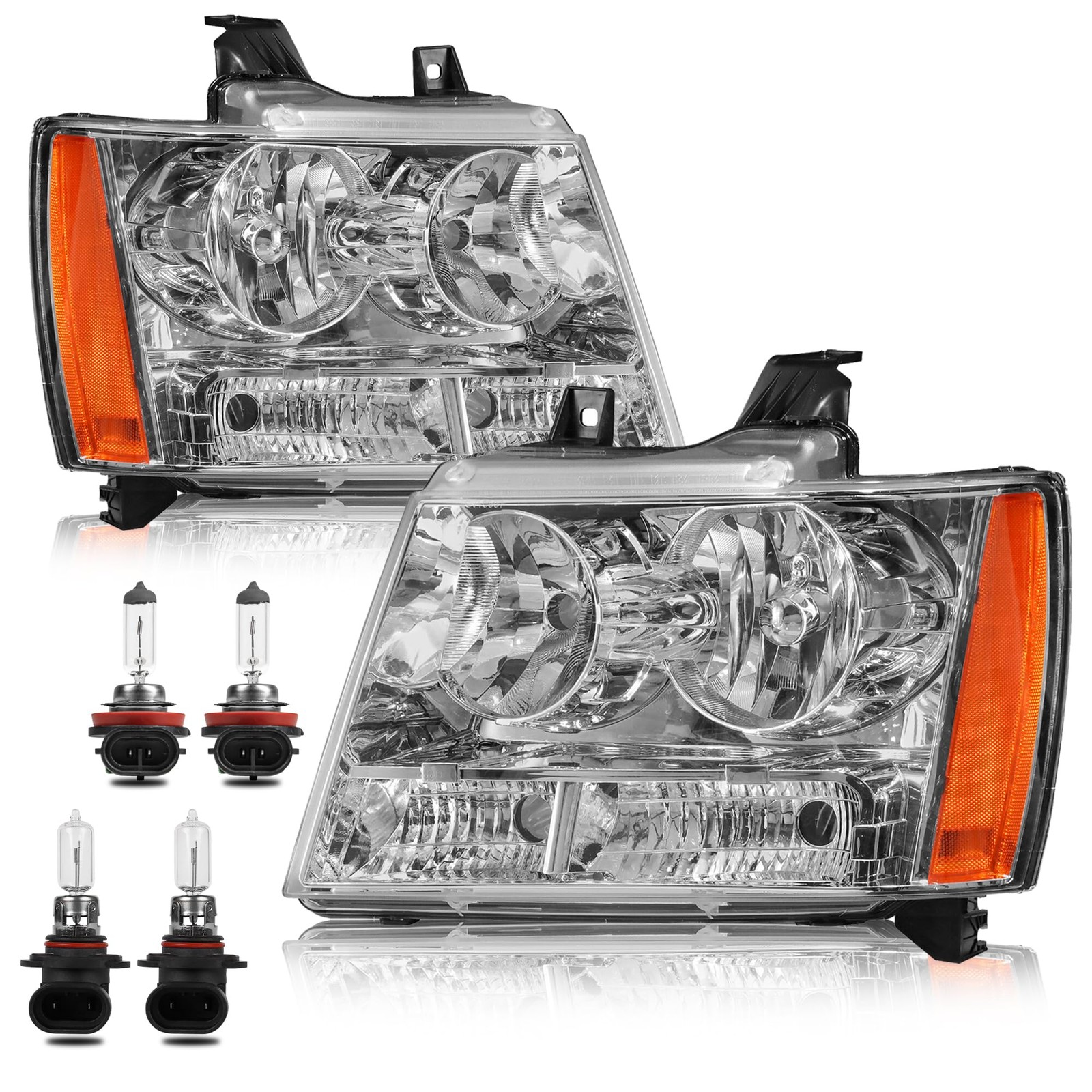 2 Faros Luces Delanteros Con Bombillas Set Para Carro Chevy Tahoe 2007-2014 2 Faros Luces Delanteros Con Bombillas Set Para Carro Chevy Tahoe 2007-2014