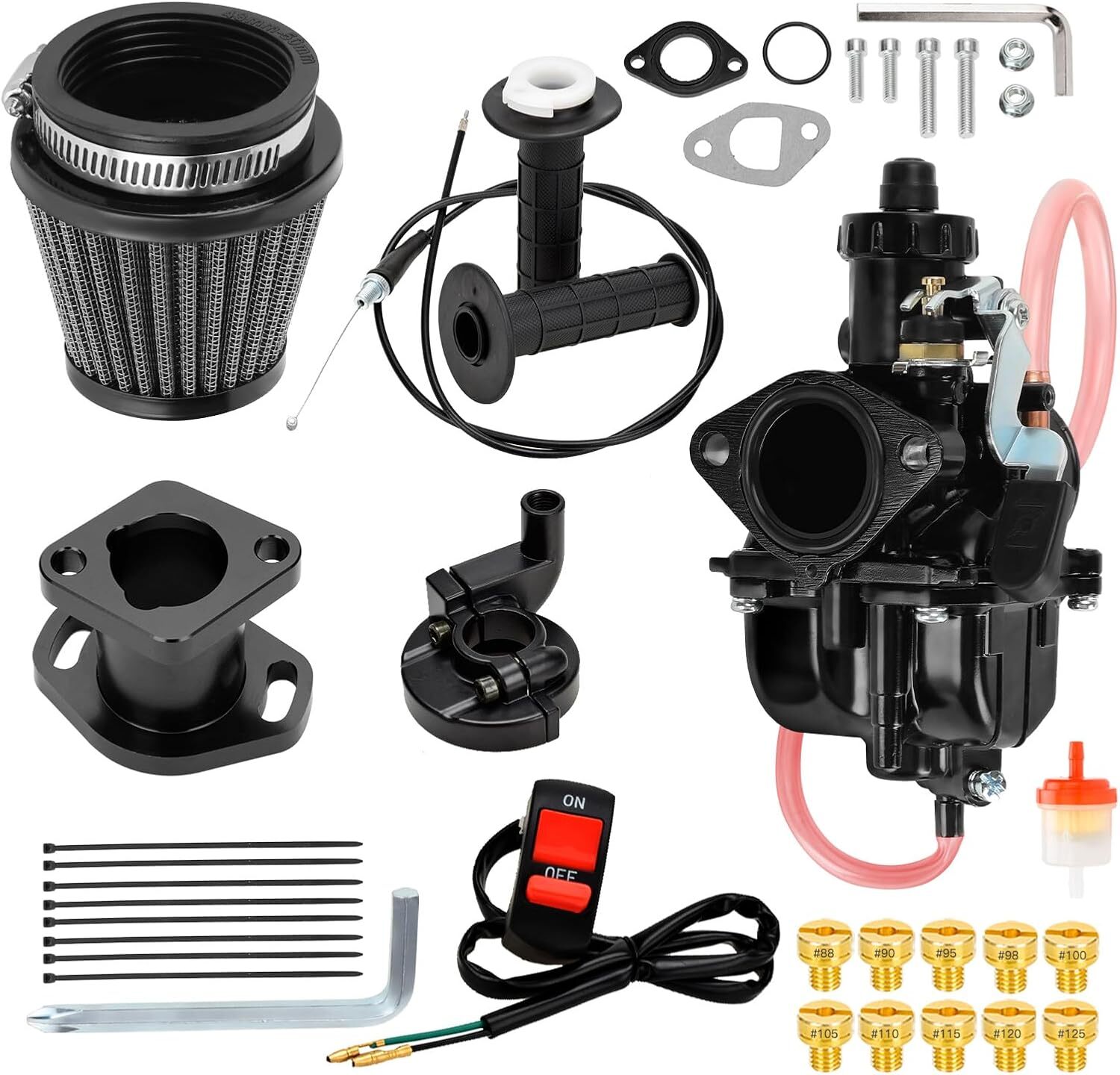 Black VM22 26mm Carburetor Throttle Cable Jet Kit For 196cc CT200U Mini Bike