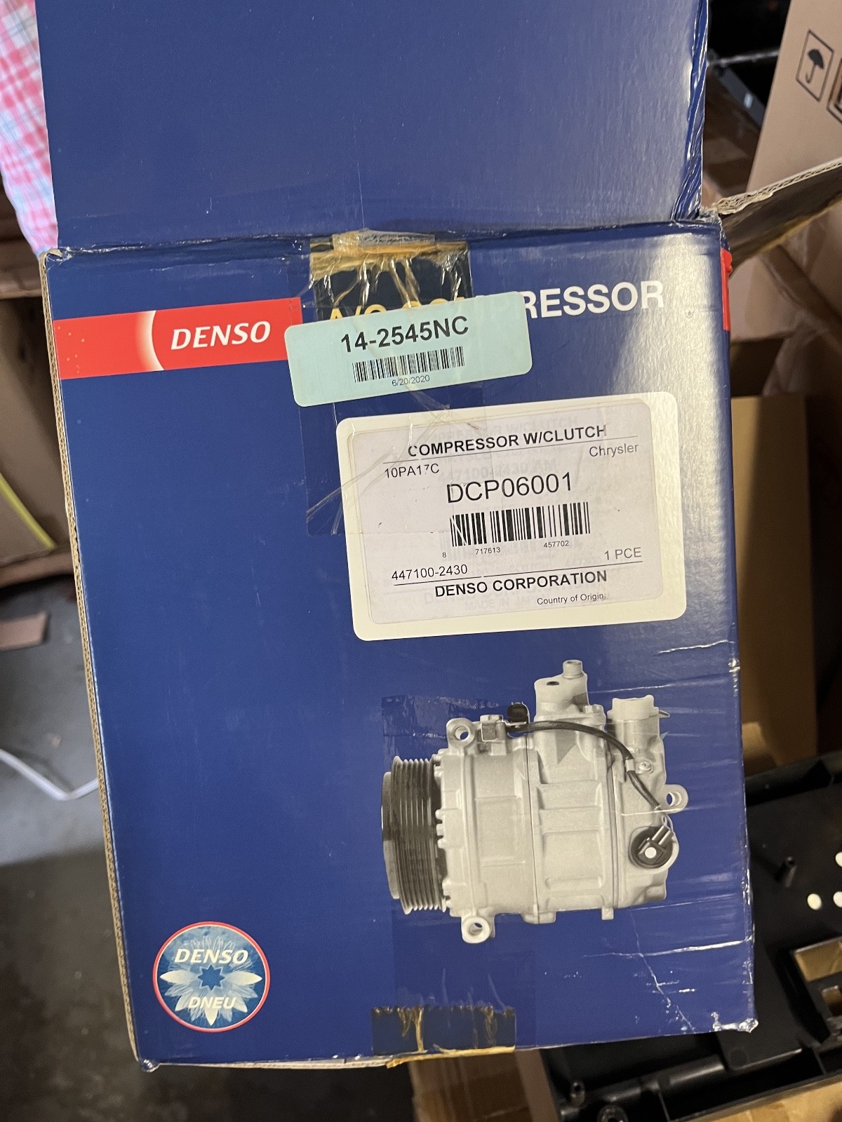 Denso DCP06001 A/C Compressor 447100-2430 10PA17C Fits 94-95 Caravan Voyager 2.5 Denso DCP06001 A/C Compressor 447100-2430 10PA17C Fits 94-95 Caravan Voyager 2.5