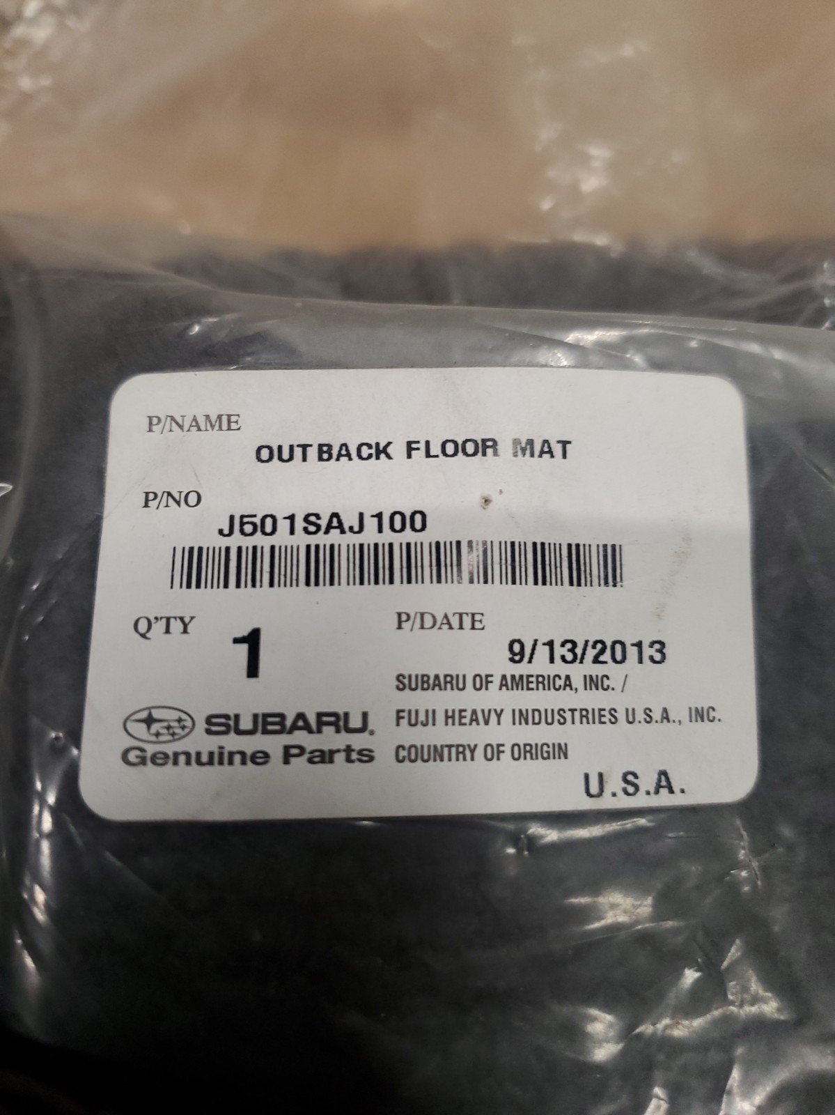 OEM 2010-2014 Subaru Legacy & Outback Carpeted Floor Mats Black J501SAJ100 OEM 2010-2014 Subaru Legacy & Outback Carpeted Floor Mats Black J501SAJ100