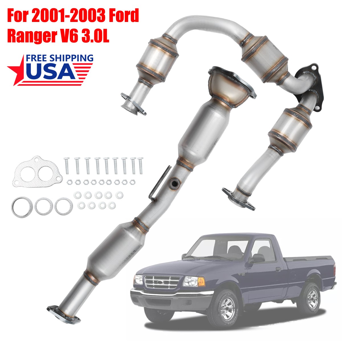 Stainless Steel Catalytic Converter Heavy Duty For Ford Ranger 3.0L V6 2001-2003