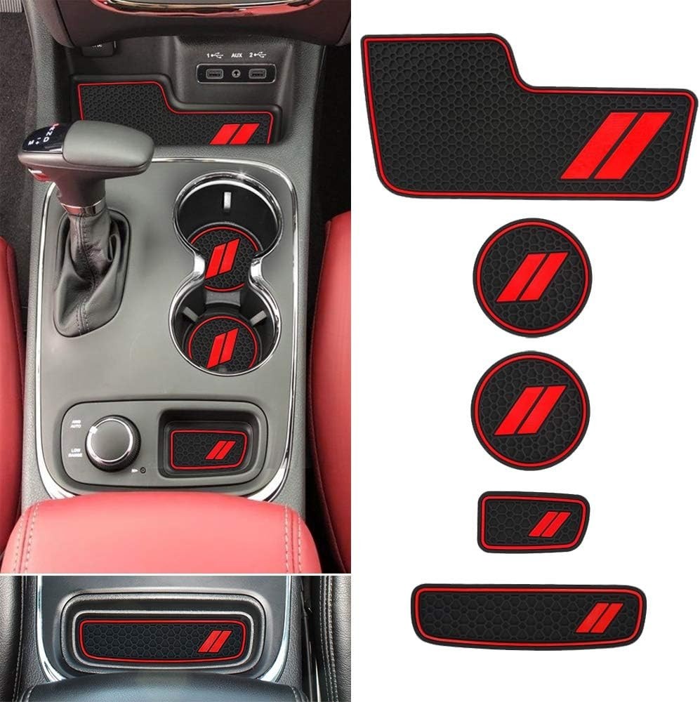 Auovo Center Console Mats for Dodge Durango 2014-2020(5pcs/Set, Red)