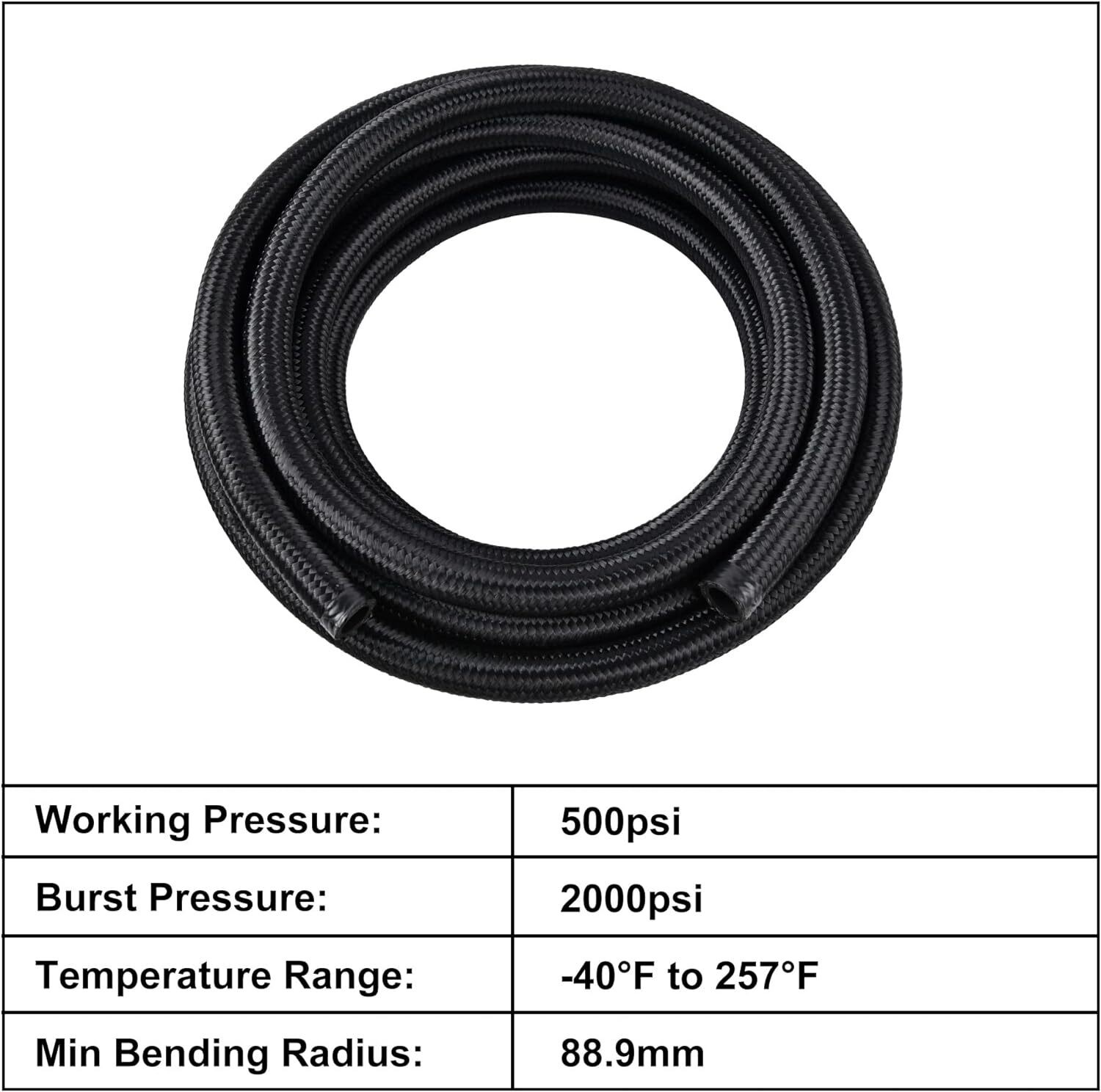 Black PTFE Fuel Line Kit E85 Nylon Braided Fuel Hose Kit 8AN AN8 10FT 90 Degree Black PTFE Fuel Line Kit E85 Nylon Braided Fuel Hose Kit 8AN AN8 10FT 90 Degree