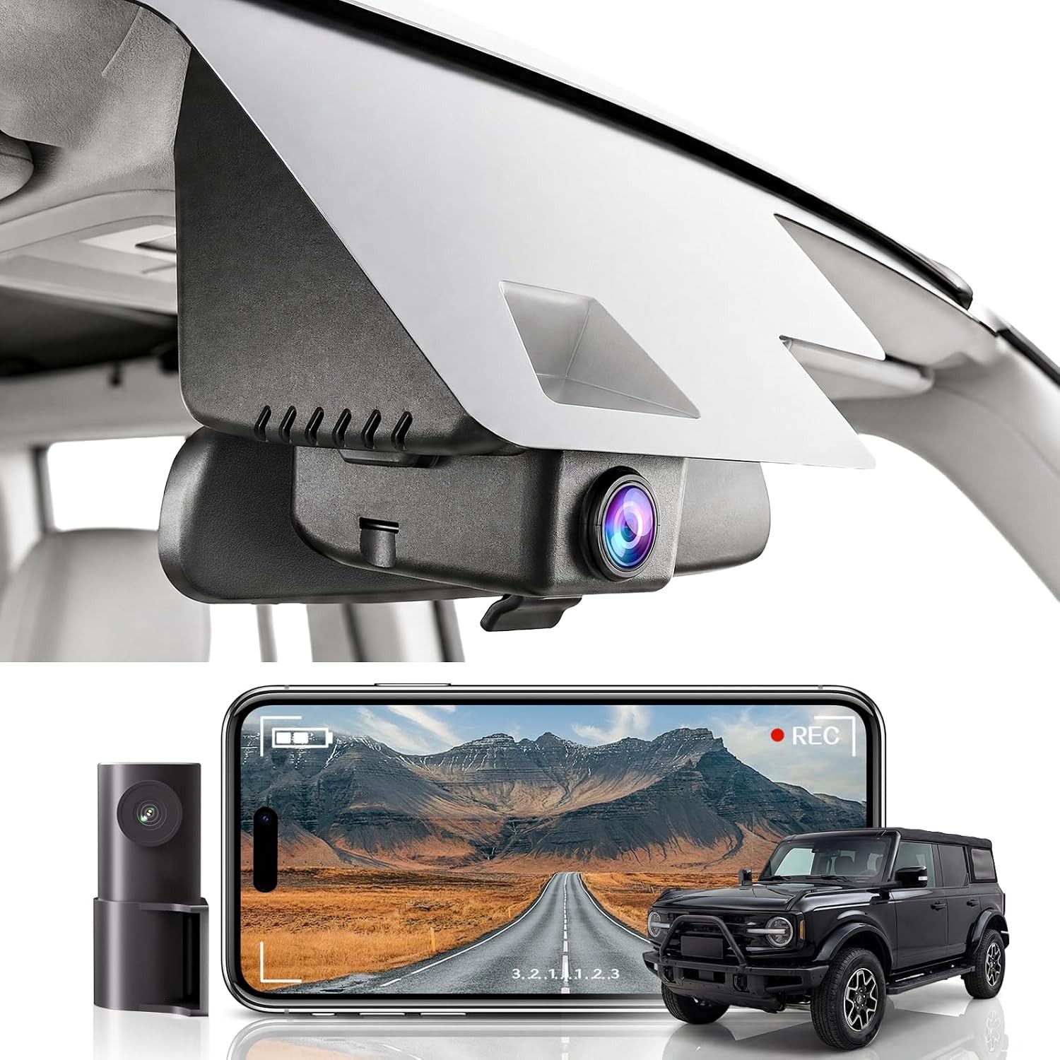 KBSYNT 4K Front 1080P Rear Dash Cam for Ford Bronco 2021-2024 128GB KBSYNT 4K Front 1080P Rear Dash Cam for Ford Bronco 2021-2024 128GB