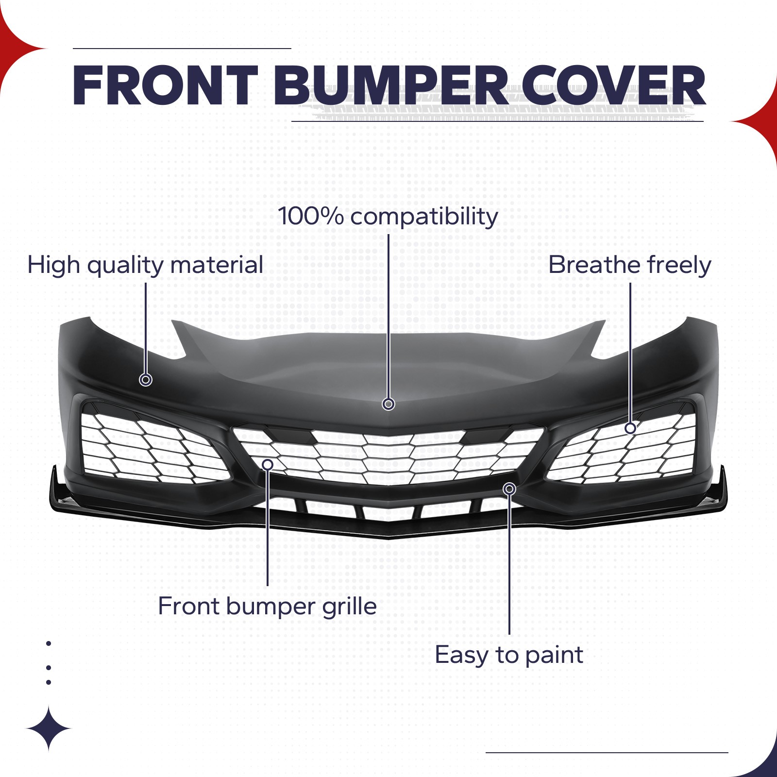 Front Bumper Conversion Assembly For Chevy Corvette C7 2014-2019 Fit ZR1 Style
