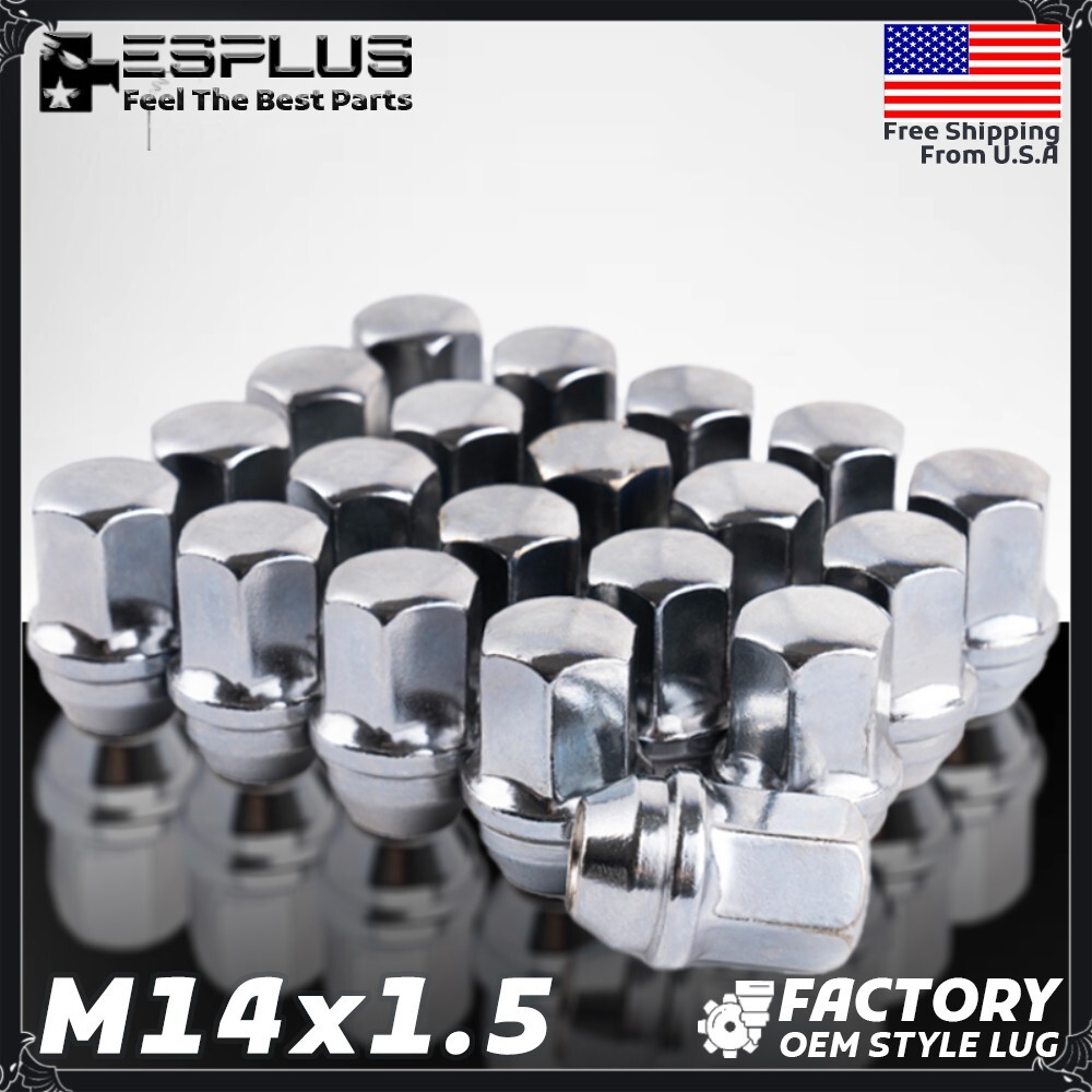 24Pc GMC OEM Lug Nut Chrome M14x1.5 Fit Acadia/Canyon/Savana/Sierra/Yukon 6-Lug