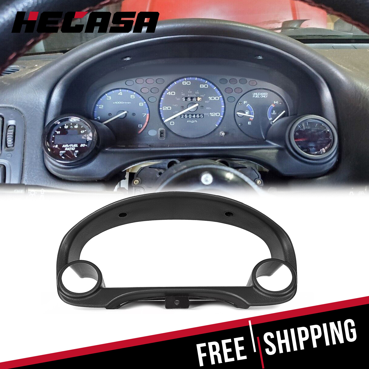 Dual Gauge Cluster Pod Meter Bezel 52mm-60mm for 1996-2000 Honda Civic Si EK EM1