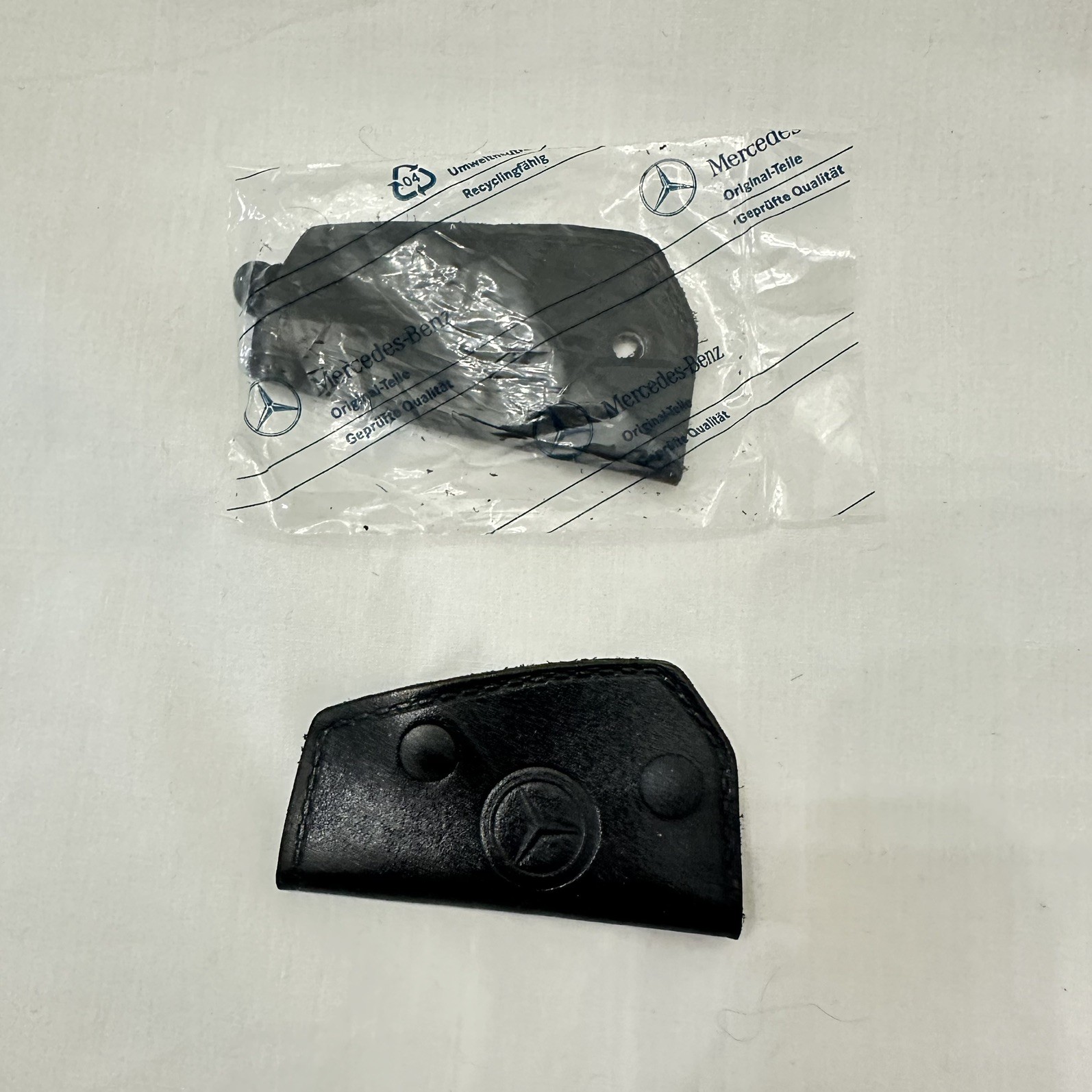 Pair Vintage Mercedes-Benz Black Leather Key Pouch 1 Sealed 1 Missing Peg
