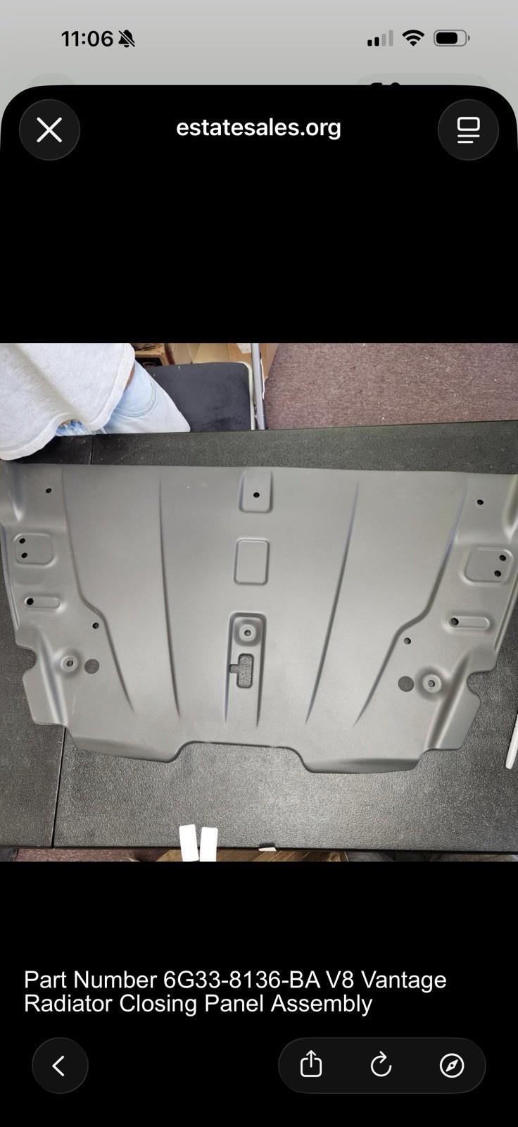 Aston Martin V8 Vantage Radiator Closing Panel Assembly 6G33-8136-BA OEM Aston Martin V8 Vantage Radiator Closing Panel Assembly 6G33-8136-BA OEM