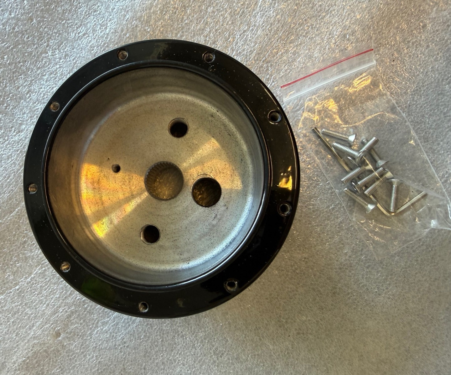 Black 9 Bolt Steering Wheel Hub Adapter 4.25 inch with Hardware Black 9 Bolt Steering Wheel Hub Adapter 4.25 inch with Hardware