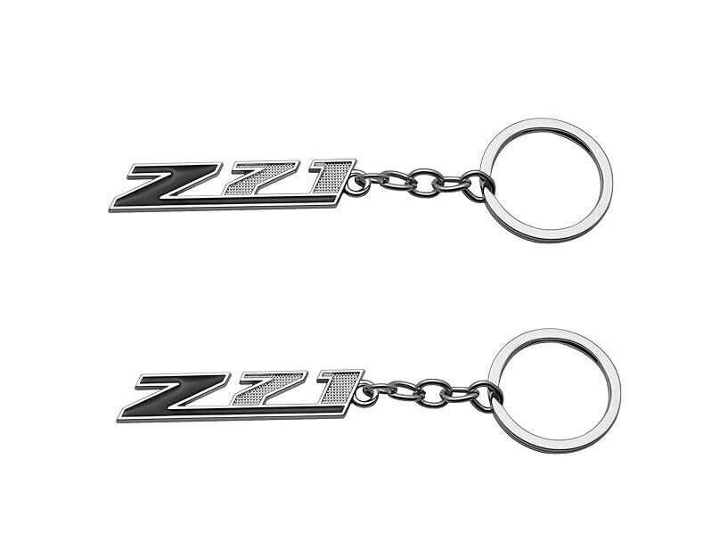 2Pcs Z71 Keychain Emblem Chrome Finish Car Key Chain Key Ring for Z71 (Black)