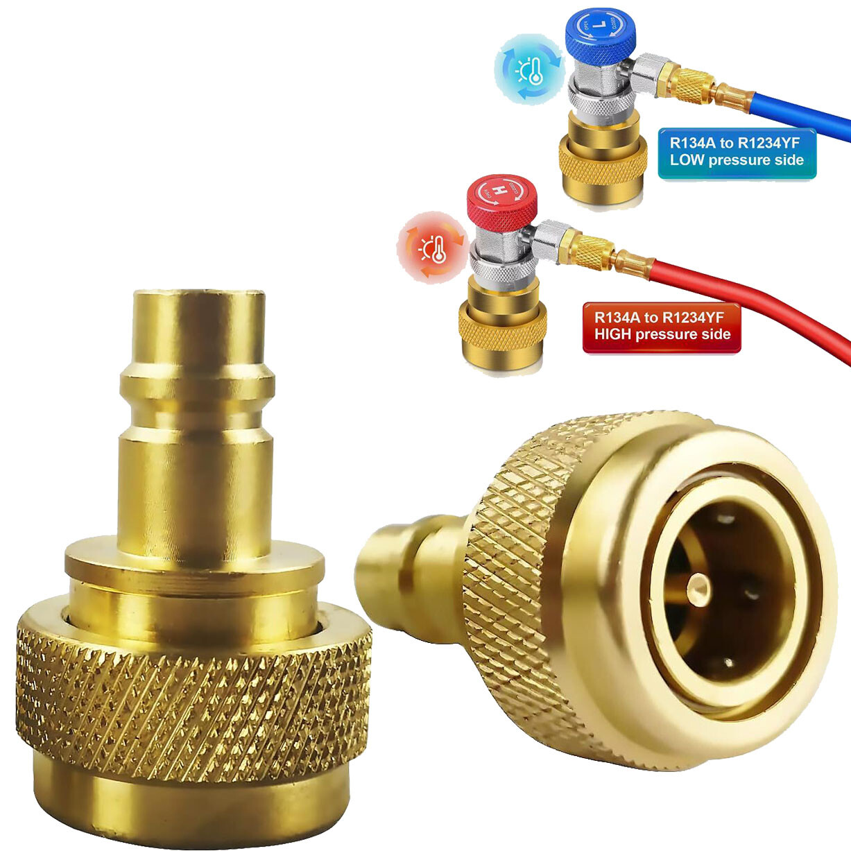 R134A to R1234YF Quick Couplers Kit Adapter Adjustable High & Low Connection 