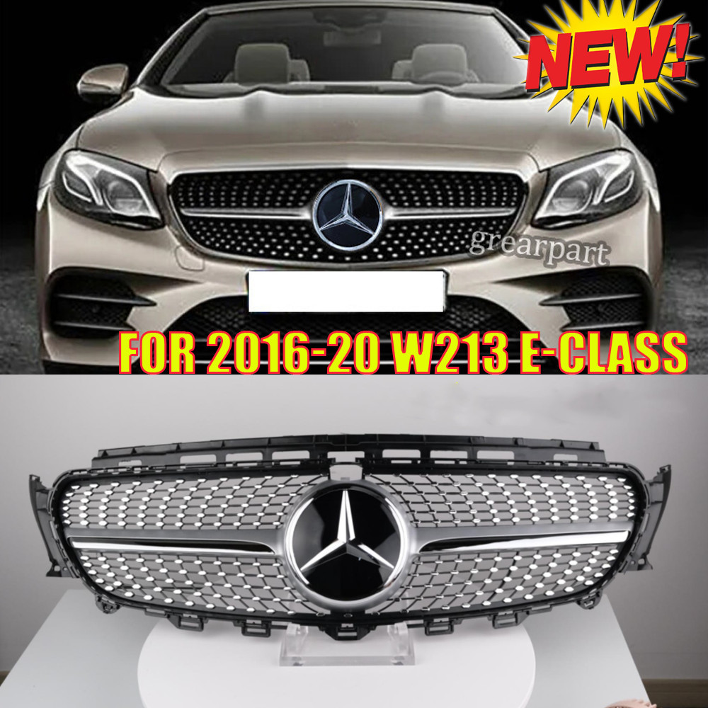 Front Grille W/Emblem For 2016-2020 Mercedes W213 E-Class E300 E350 E400 Grill
