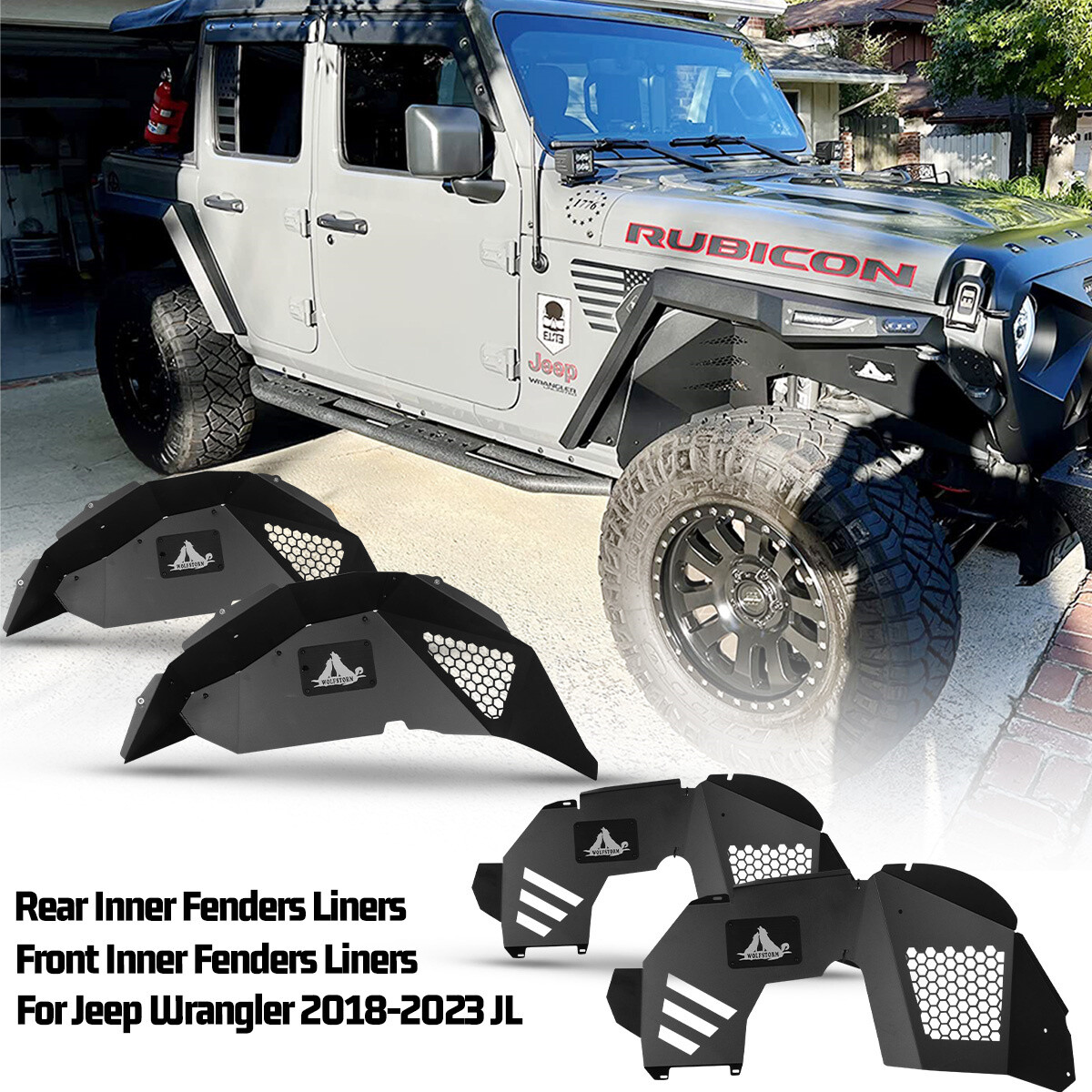 4PCS Set Front & Rear Inner Fenders Liners for 2018-2026 Jeep Wrangler JL JLU