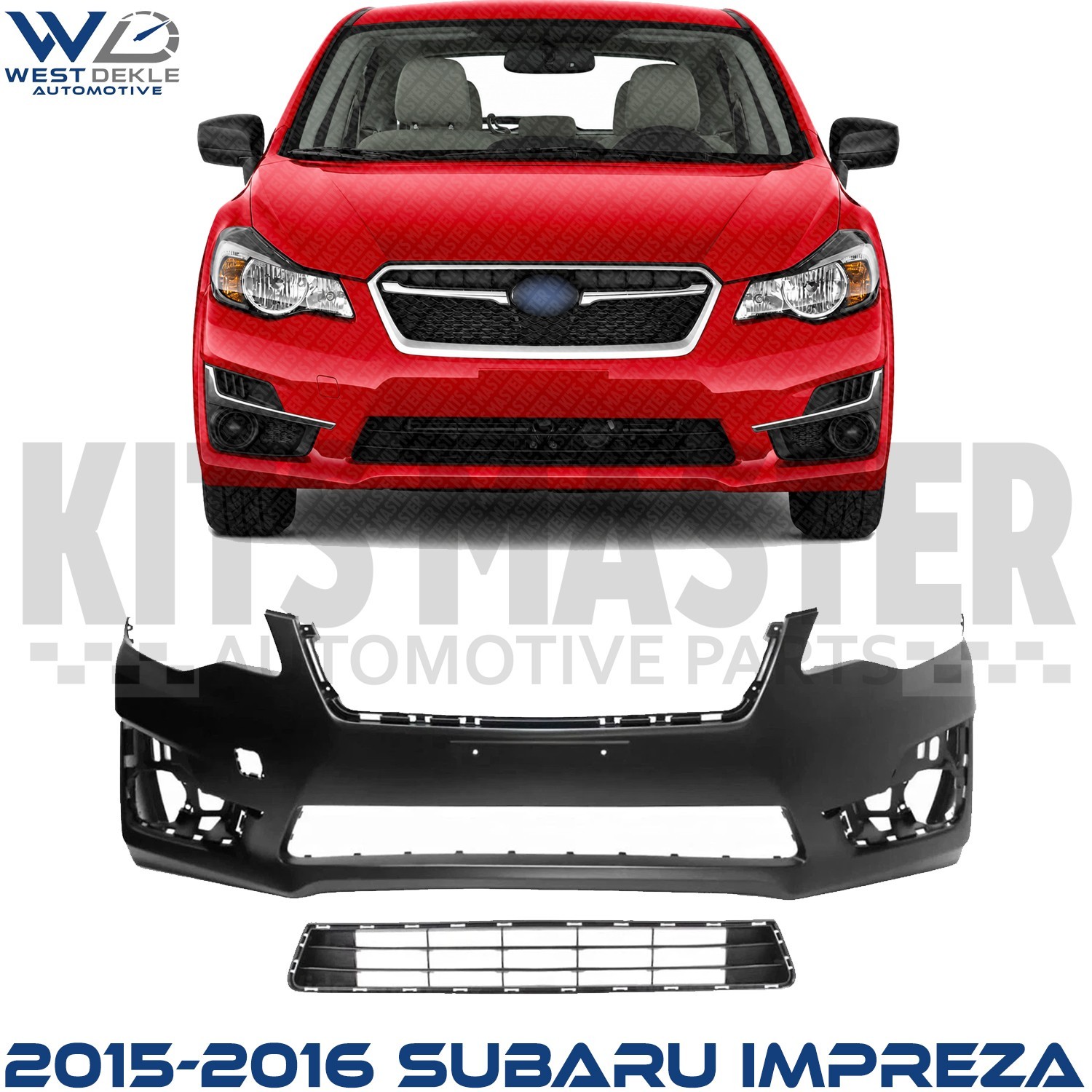 Front Bumper Cover Paintable & Lower Grille For 2015-2016 Subaru Impreza