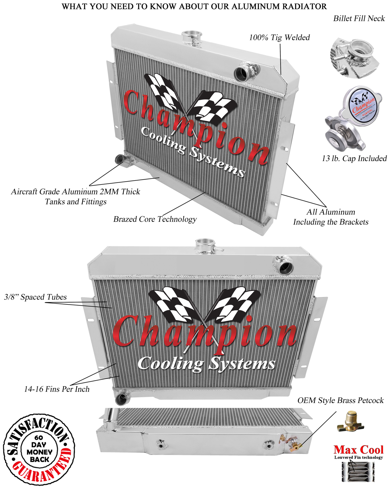 1977-1986 Jeep CJ7 2 Row Champion DR Radiator
