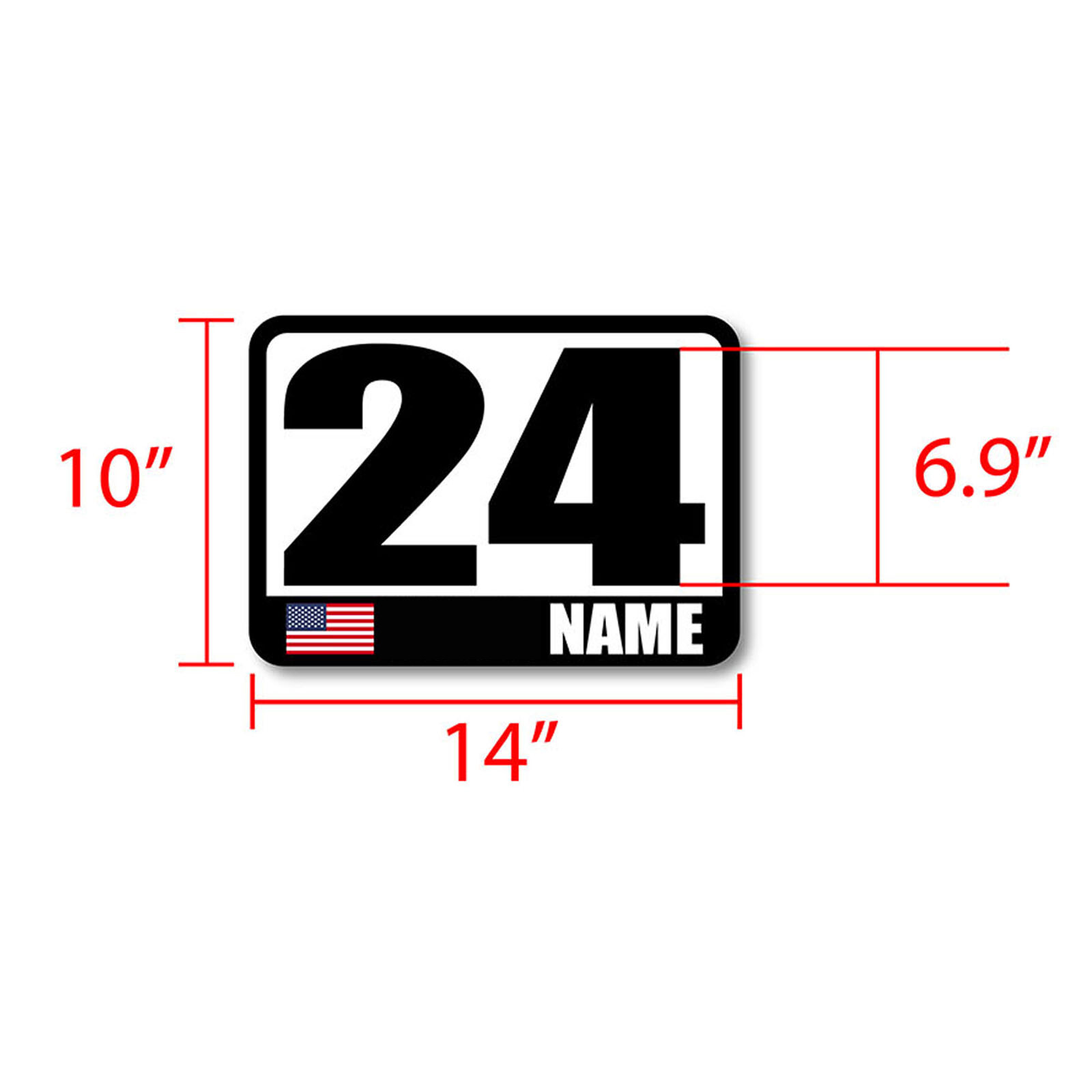 Custom Number Name Flag Glossy Matte Sticker / Magnet Racing Car Track Day x2
