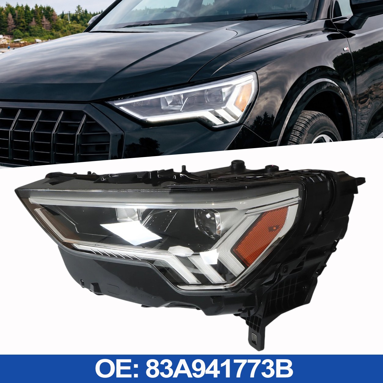 For 2019-2025 Audi Q3 Headlight Assembly LED Headlamp Left Driver 83A941773B