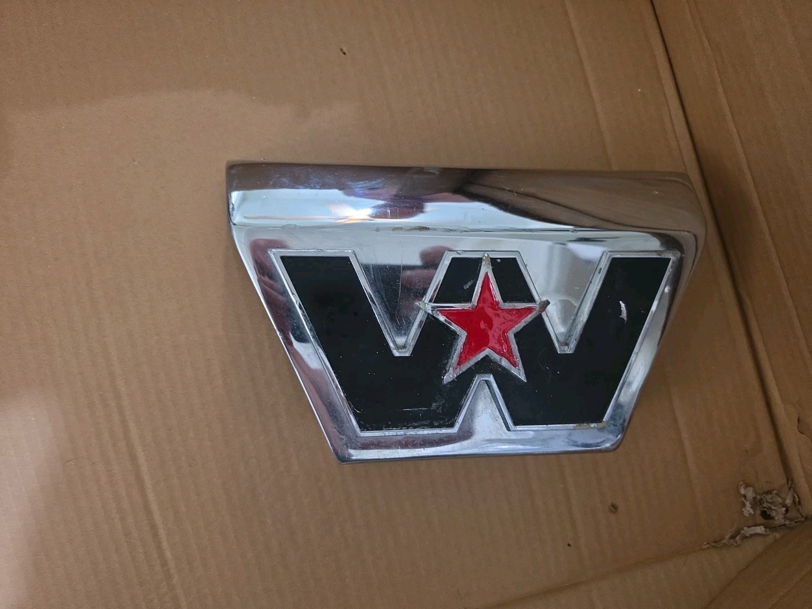 VINTAGE WESTERN STAR SEMI TRUCK FRONT HOOD PULL EMBLEM OEM