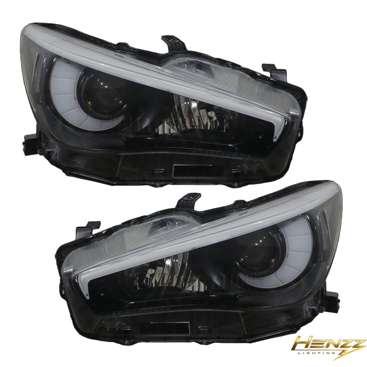 For 2014-2024 Infiniti Q50 Headlights Pair w/o AFS  OEM+ Custom Black Frosted